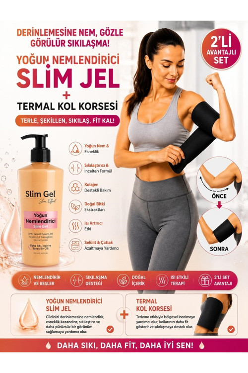 Collagen İçerikli Yoğun Jel 250 Ml Ve Termal Kol Korsesi 2'Li Set Toparlayıcı Ve Sıkılaştırıcı Bakım Desteği