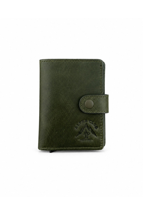 Erkek Hakiki Deri Haki Renk Cüzdan Ve Kartlık