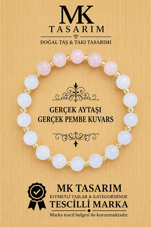 GERÇEK AYTAŞI PEMBE KUVARS BİLEKLİK MK.7000.846- RAHATLIK-DİNGİNLİK-ENERJİ- STRES BİLEKLİĞİ