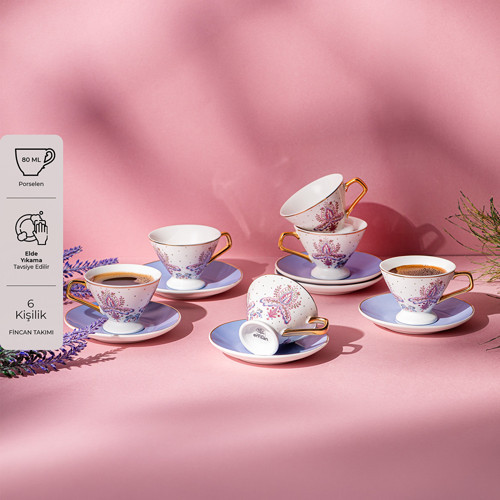 Arsel 6 Kişilik New Bone Kahve Fincan Takımı 80 ml