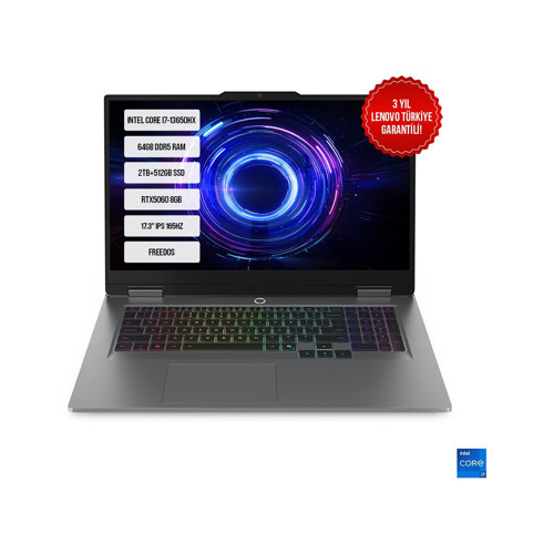 Loq 17IRX10 83JH006ETR-15 I7-13650HX 64GB Ddr5 2TB+512GB SSD RTX5060 8gb 17.3" IPS 165Hz Freedos Taşınabilir Bilgisayar