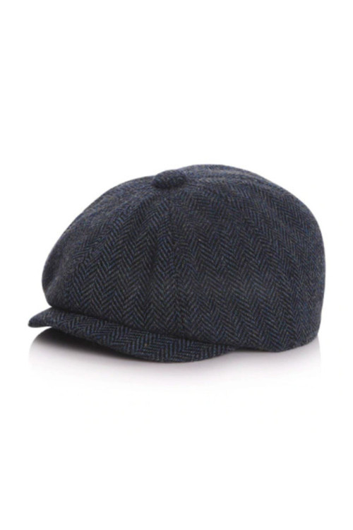 Cap For Little Coolios- Lacivert Balıksırtı Çocuk Kep Vintage