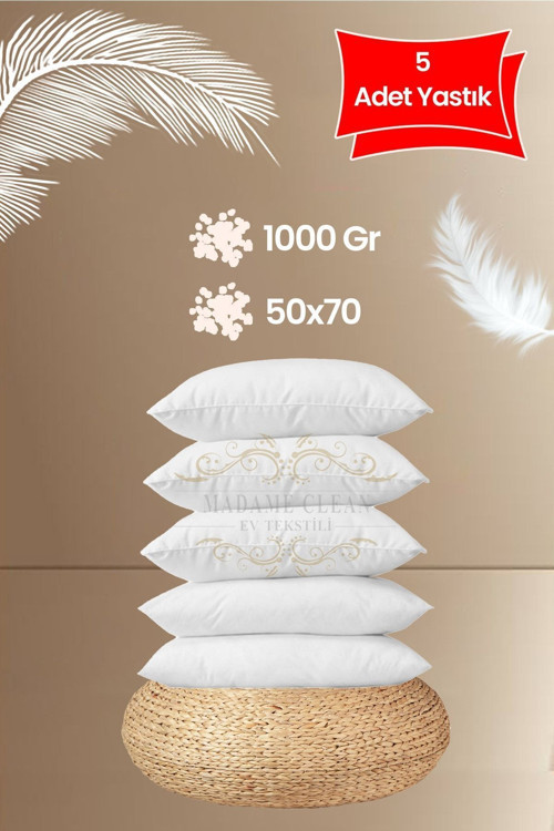 5 Adet Antialerjik 50X70 Boncuk Slikon Yastık 1000 Gr/