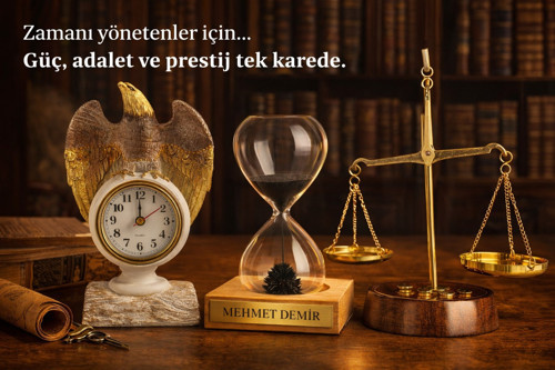 3 Lü Lüks Ofis Dekor Seti Masa Üstü Kartal Saat & Kişiye Özel İsimli Kum Saati & Adalet Terazi Seti