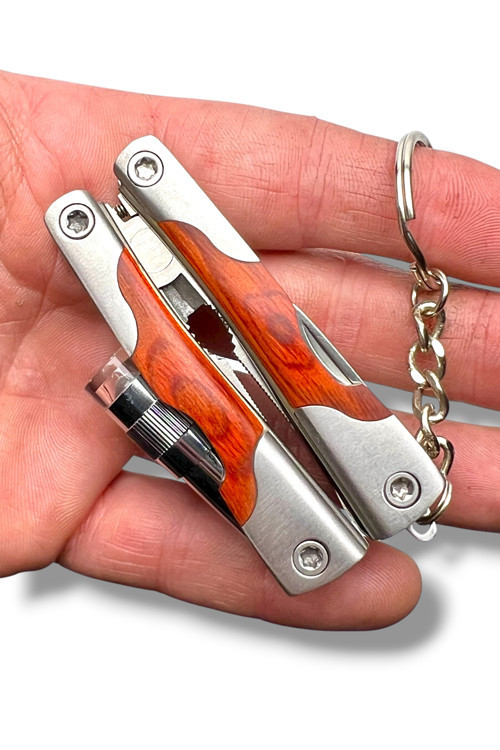 Penseli Çok Amaçlı Paslanmaz Çelik Kamp Outdoor Mini Anahtarlık Cep Çakı (Kılıf Hediyeli)