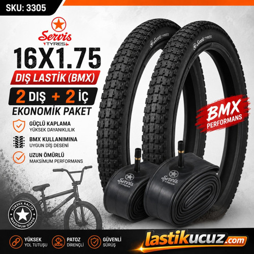 16X1.75 DIŞ LASTİK (BMX) Bisiklet Lastiği + İÇ LASTİK (2 ŞER ADET TAKIM)