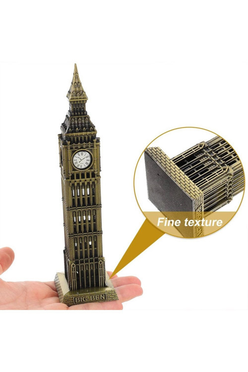 Vintage Metal İngiltere London Big Ben Saat Kulesi Antik Bronz 23 cm