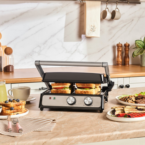 Press 6 Dilim Kapasiteli Izgara ve Tost Makinesi Inox 2000W