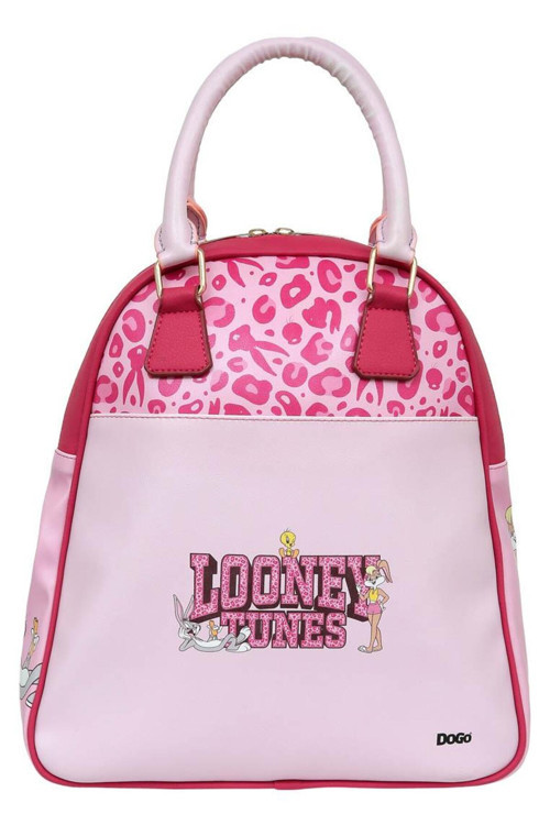 Kadın Vegan Deri Pembe Sırt Çantası - Warner Bros Looney Tunes Pink Leopard Lola Bunny Tasarım