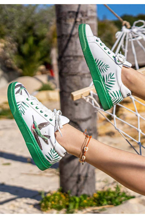 Kadın Vegan Deri Beyaz Sneakers - Soar The Sky Tasarım