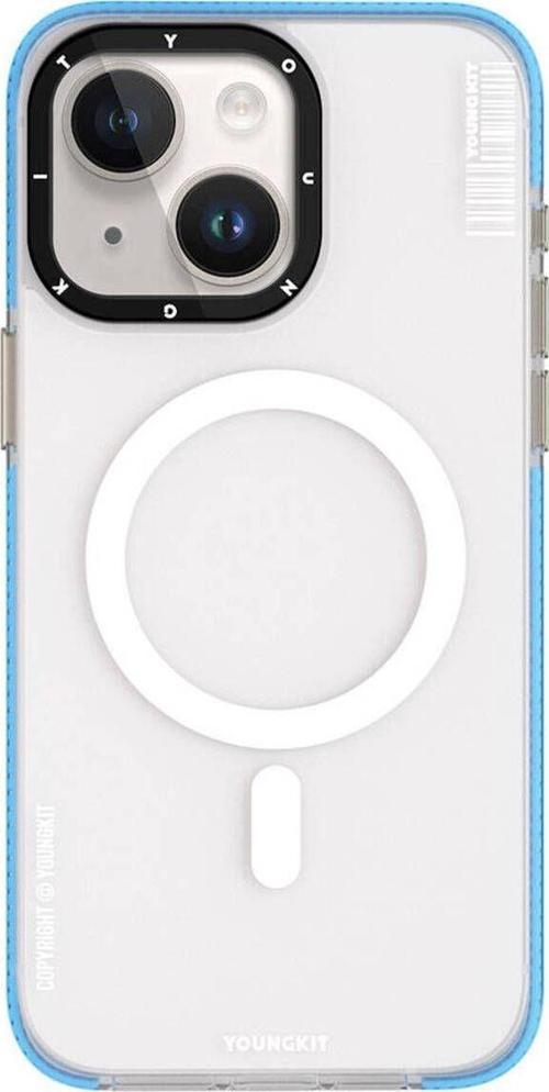 İphone 15 Kılıf Magsafe Şarj Özellikli Youngkit Jiansha Serisi Kapak Mavi