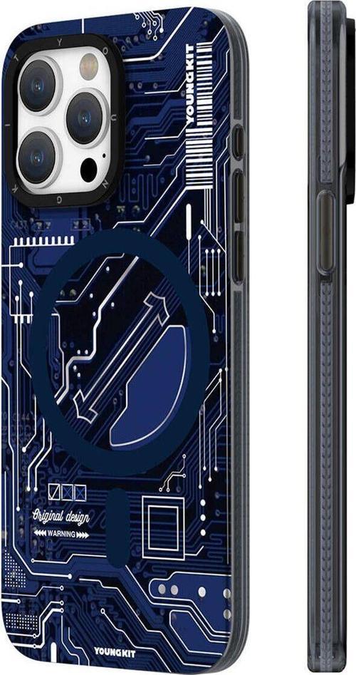 İphone 15 Pro Kılıf Magsafe Şarj Özellikli Youngkit Technology Serisi Kapak Lacivert