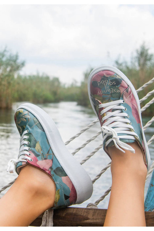 Kadın Vegan Deri Turkuaz Sneakers - Eye Candy & Soul Food Tasarım