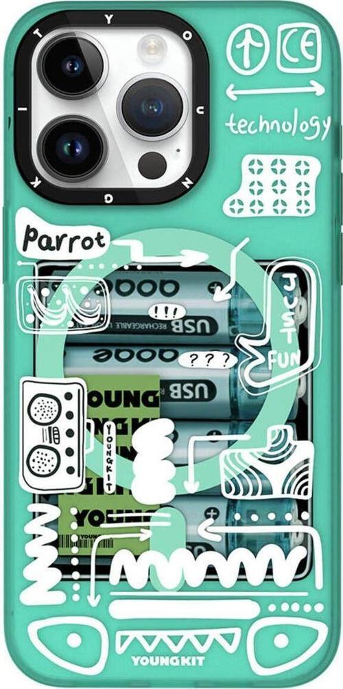 İphone 15 Pro Max Uyumlu Kılıf Magsafe Şarj Özellikli Youngkit Dark Matter Serisi Kapak Turkuaz