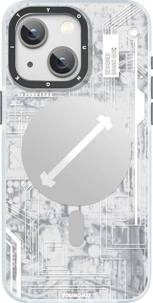 İphone 15 Plus Uyumlu Kılıf Magsafe Şarj Özellikli Youngkit Technology Serisi Kapak Beyaz