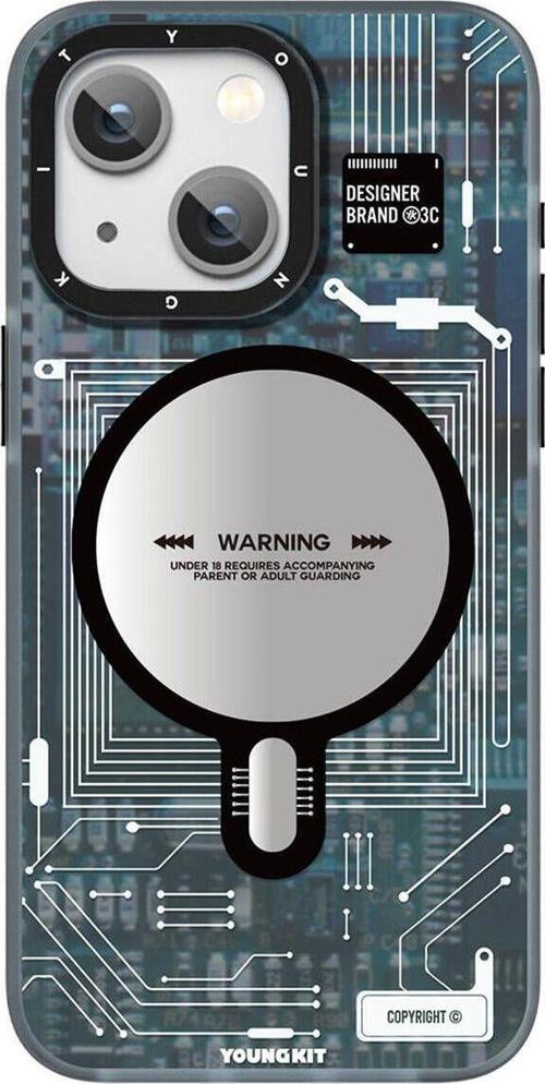 İphone 15 Plus Uyumlu Kılıf Magsafe Şarj Özellikli Youngkit Technology Serisi Kapak Mavi