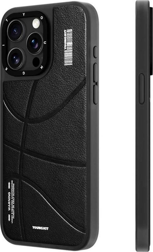 İphone 15 Pro Uyumlu Kılıf Magsafe Şarj Özellikli Youngkit Backboard Serisi Leather Siyah