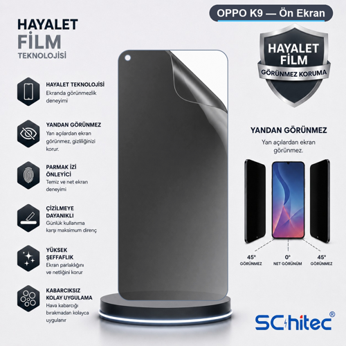 OPPO K9 Uyumlu Ön Yüzey Hayalet Privacy Hidrojel Ekran Koruyucu