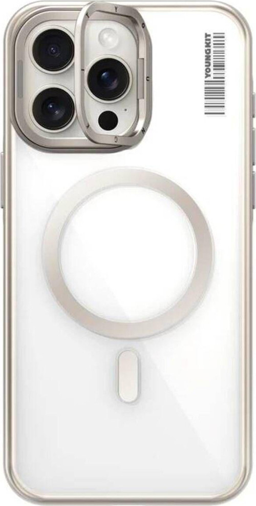 İphone 14 Pro Uyumlu Kılıf Magsafe Şarj Özellikli Youngkit Crystal Grid Gold