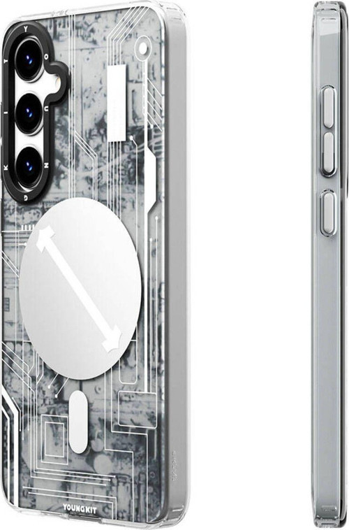 Galaxy S24 Uyumlu Kılıf Magsafe Şarj Özellikli Youngkit Technology Serisi Kapak Beyaz