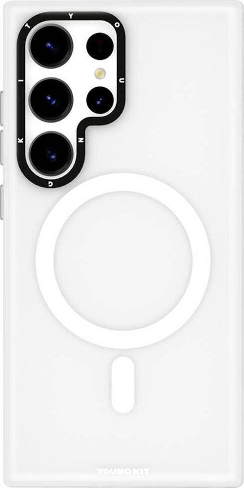 Galaxy S24 Ultra Uyumlu Kılıf Magsafe Şarj Özellikli Youngkit Hidden Sand Serisi Kapak Beyaz