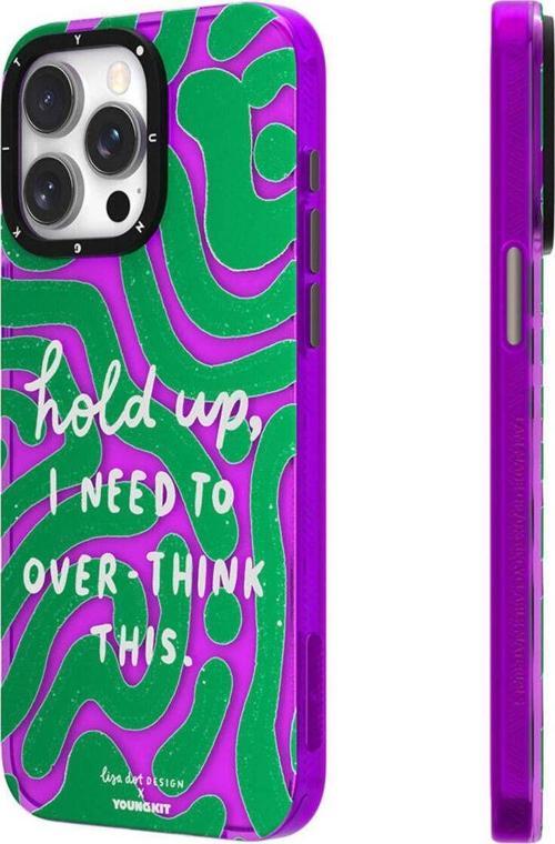 İphone 15 Pro Max Kılıf Yazı Desenli Youngkit Mindfullness Serisi Kapak Yeşil