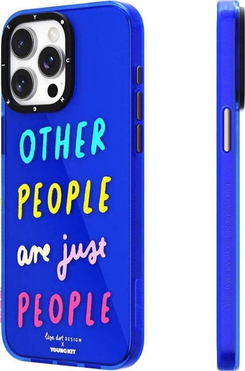 İphone 15 Pro Max Kılıf Yazı Desenli Youngkit Mindfullness Serisi Kapak Mavi