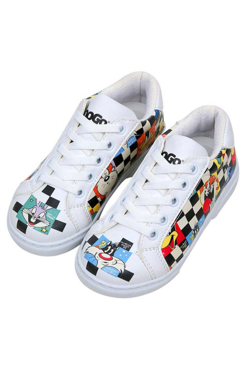Unisex Çocuk Vegan Deri Beyaz Sneakers - Warner Bros You'Re-Despicable Tasarım