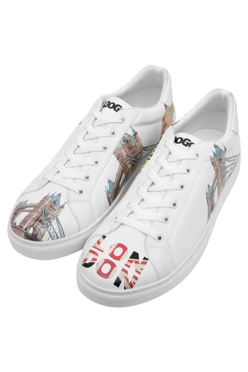 Erkek Vegan Deri Beyaz Sneakers - It'S The Time For London Tasarım