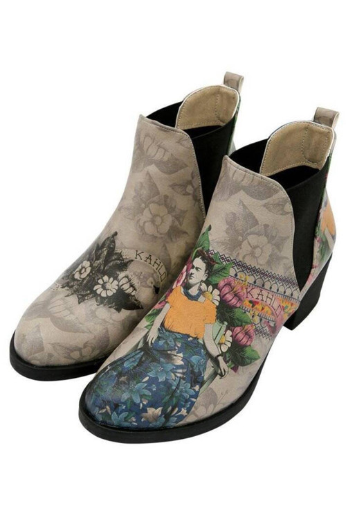 A Flower From The Past / Tasarım Baskılı Vegan / Eve Boots Kadin Bot