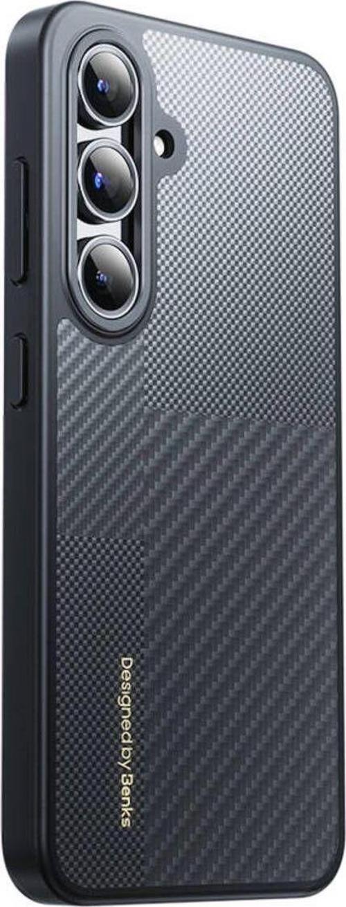 Galaxy S24 Kılıf Magsafe Şarj Özellikli Karbon Fiber Benks Montage Hybrid Armorpro Kevlar Kapak