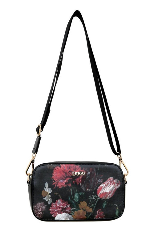 Kadın Vegan Deri Siyah El Çantası - Black Floral Tasarım