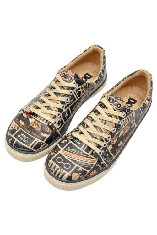 Kadın Vegan Deri Çok Renkli Sneakers - Warner Bros Expecto Patronum Harry Potter Tasarım