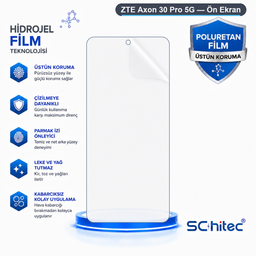 ZTE Axon 30 Pro 5G Uyumlu Ön Yüzey Nano Şeffaf Hidrojel Ekran Koruyucu