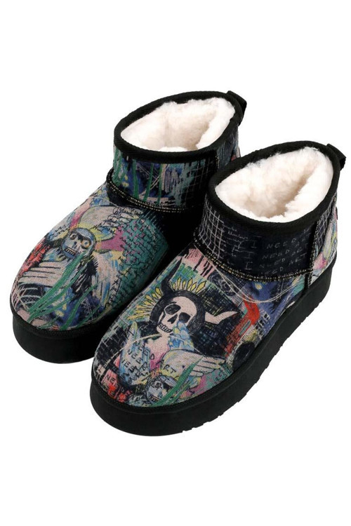 Kadın Vegan Deri Siyah Bilekte Bot - I Need Art Tasarım