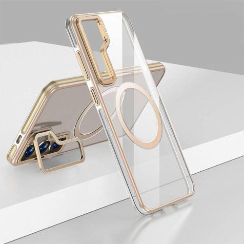 Galaxy S24 Plus Uyumlu Kılıf Magsafe Şarj Özellikli Wlons Standlı Efsane Kapak Gold