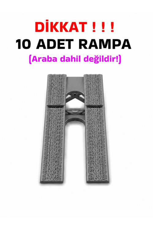 1:64 Ölçek Araba Rampası - Koyu Gri (Antresit) - Lastik İzli - 10 Adet