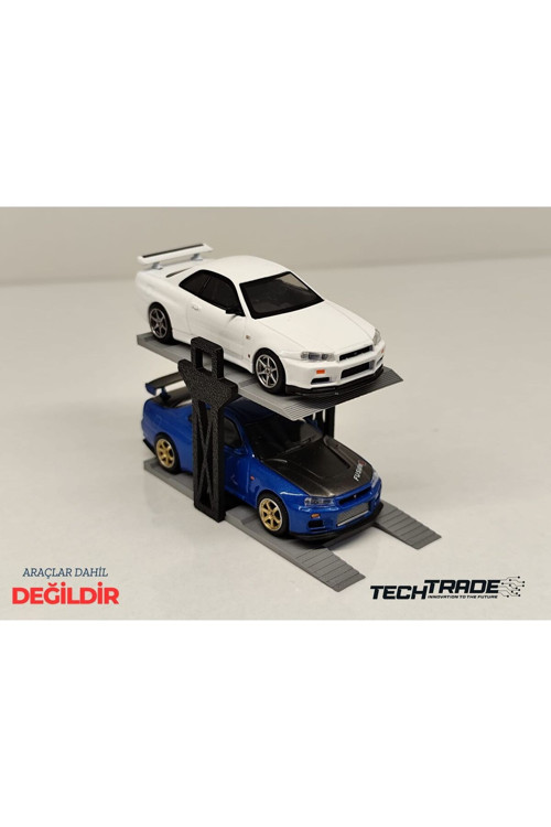 1/64 Ölçek Diorama 2 Araçlık Lift Siyah-Gri