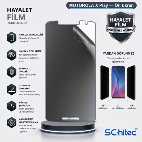 MOTOROLA X Play Uyumlu Ön Yüzey Hayalet Privacy Hidrojel Ekran Koruyucu