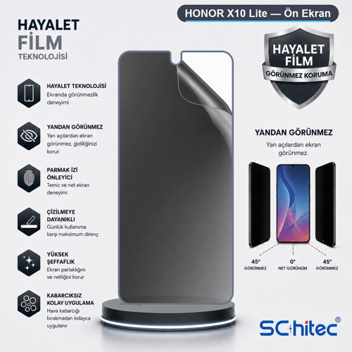 HONOR X10 Lite Uyumlu Ön Yüzey Hayalet Privacy Hidrojel Ekran Koruyucu