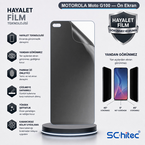 MOTOROLA Moto G100 Uyumlu Ön Yüzey Hayalet Privacy Hidrojel Ekran Koruyucu