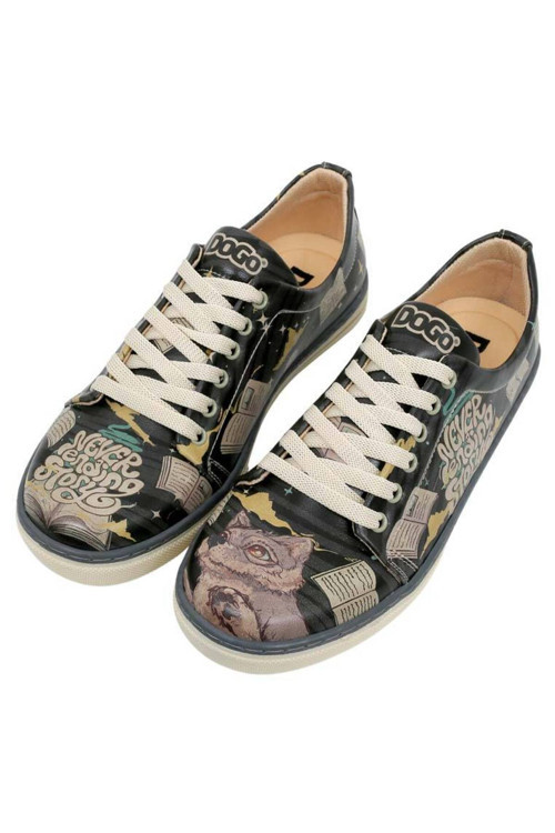 Kadın Vegan Deri Siyah Günlük Sneakers - Never Ending Story Tasarım