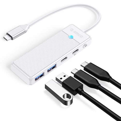 4 Portlu Type-C to USB 3.0 / Type-C PD 100W Yüksek Hızlı 5Gbps HUB Çoklayıcı Beyaz