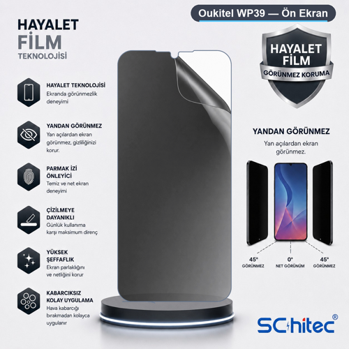 Oukitel WP39 Uyumlu Ön Yüzey Hayalet Privacy Hidrojel Ekran Koruyucu