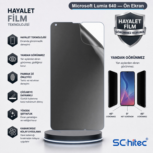 Microsoft Lumia 640 Uyumlu Ön Yüzey Hayalet Privacy Hidrojel Ekran Koruyucu