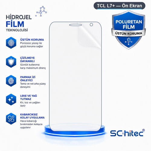 TCL L7+ Uyumlu Ön Yüzey Nano Şeffaf Hidrojel Ekran Koruyucu
