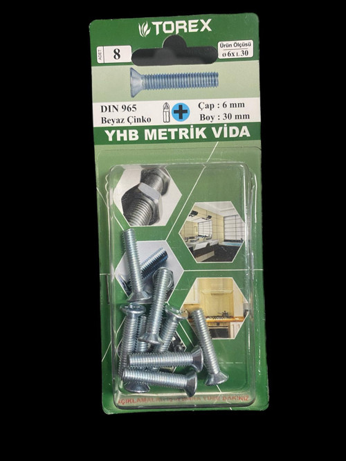 6*30 DIN 965 YHB KÜT UçLU METRİK VİDA