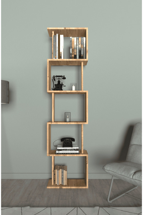 Riva Labirent Kitaplık – 5 Raflı Modern Dekoratif Kitaplık Ünitesi