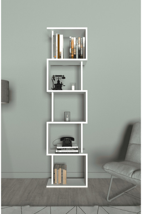 Riva Labirent Kitaplık – 5 Raflı Modern Dekoratif Kitaplık Ünitesi