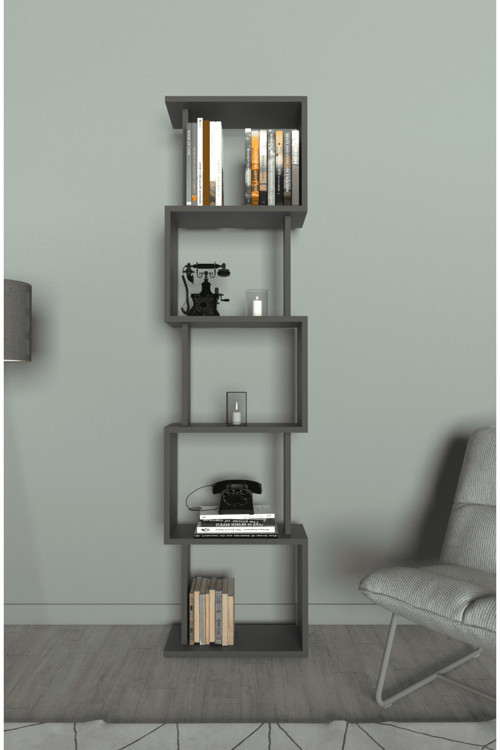 Riva Labirent Kitaplık – 5 Raflı Modern Dekoratif Kitaplık Ünitesi